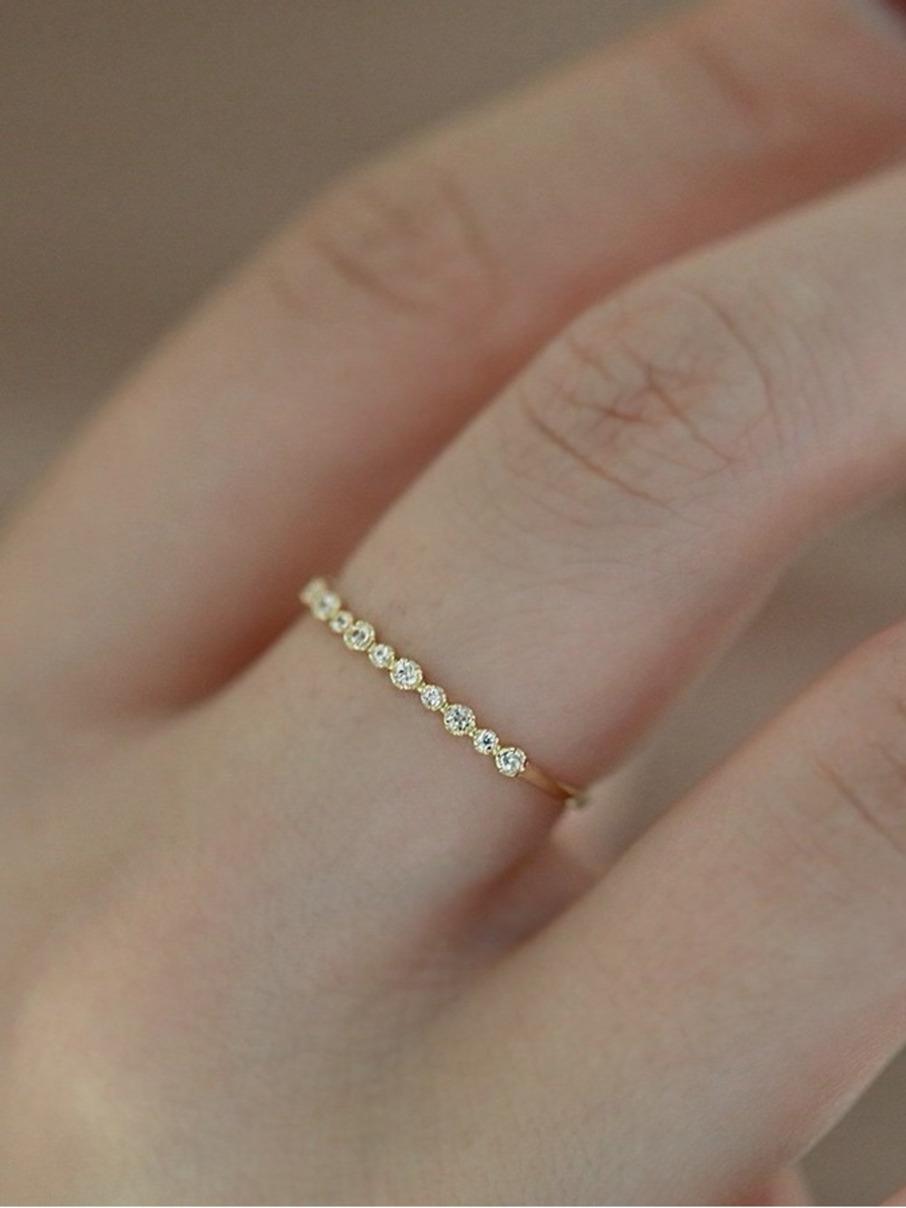 Dainty CZ Eternity Band Ring – 925 Silver, Size 6